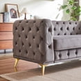 thumbnail image 6 of 61.25" Deluxe Velvet Sofa Couch, Chesterfield Button-Tufted Upholstery with 2 Pillows, Modern Luxury Sofa with Metal Feet, Comfortable 2-Seater Seating for Living Room or Apartment（Gray）, 6 of 8