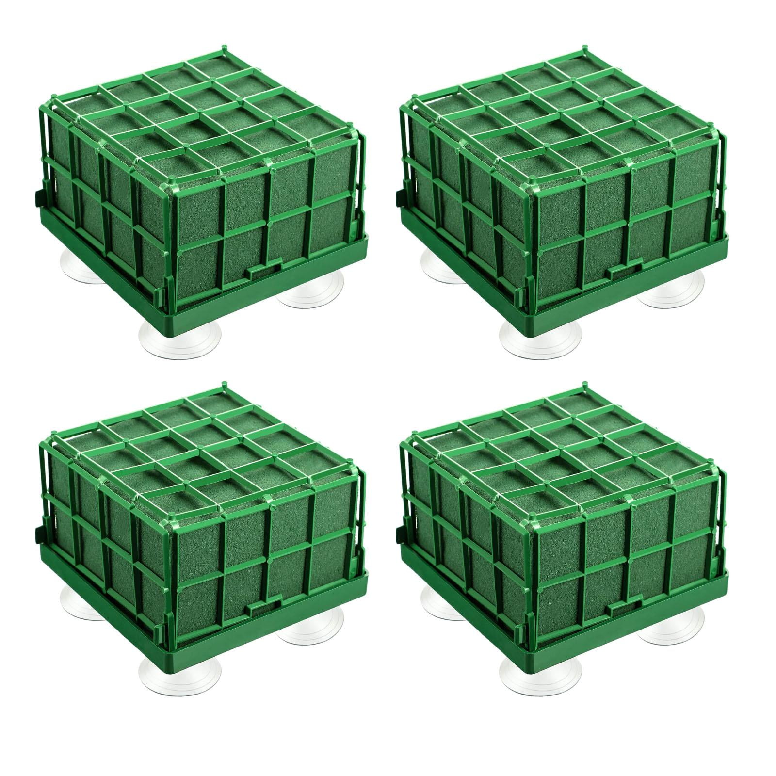 GUOOL 4 Pack Square Floral Foam Cage Flower Holder, Floral Foam for Fresh Flowers Cage Bowl for Table Centerpiece Floral Arrangement (4.3 X 4..5 Inch)