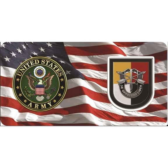 212 Main LPO7016 6 x 12 in. U.S. Army 3rd Special Forces Group on U.S. Flag Photo License Plate