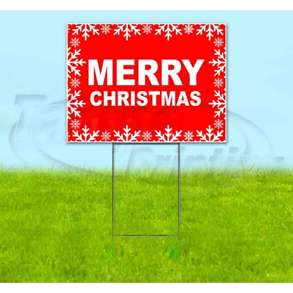 Merry Christmas (18" x 24") Yard Sign, Includes Metal Step Stake
