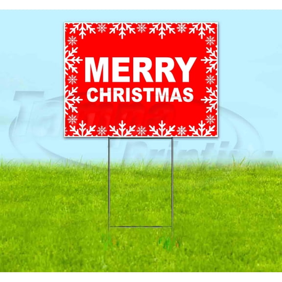 Merry Christmas (18" x 24") Yard Sign, Includes Metal Step Stake