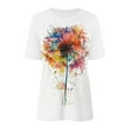 thumbnail image 4 of Amzcrzy Hauts d'Été pour Femmes Mode Imprimée Manches Courtes Blouse Col Rond T-Shirt Décontracté T-Shirts pour Femmes Manches Courtes pour Sorties, 4 of 4