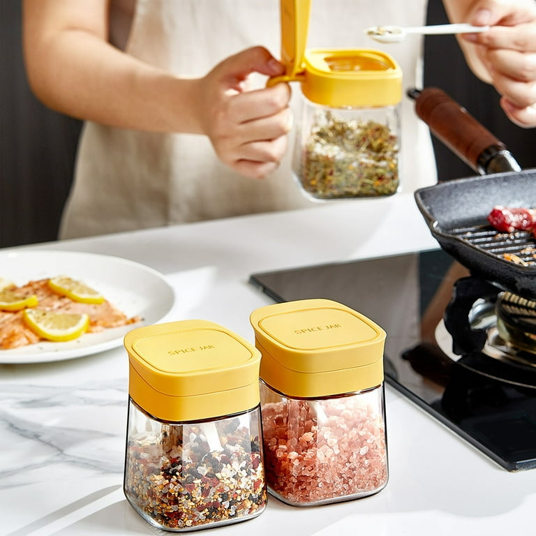 Glass Spice Jars Moisture-Proof Spice Containers with Spoons,300ml Spice  Bottles, Mini Seasoning