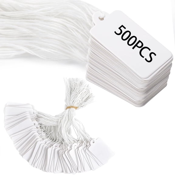 Small Price Tags with String Attached,Bexikou 500Pcs Clothes Size Tags Coupon Tags Marking Tag,White Clothing Display Tag Price Labels for Product Jewelry Clothing Tags, Store Sale Supplies