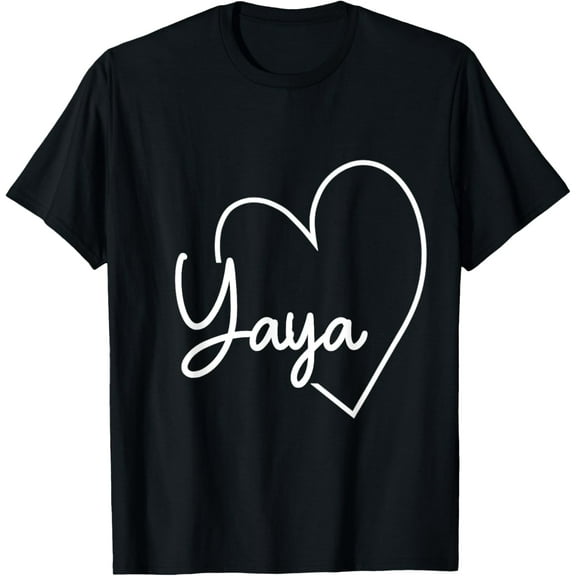 Yaya Heart For Women Grandma Christmas Mother'S Day T-ShirtMen and women, Black T-shirt, size: Extra large