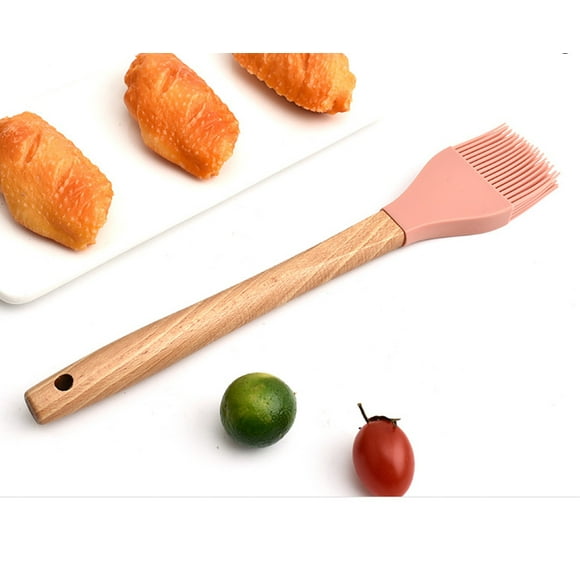 Boreal Craft Home Baking Roundwood Handle Split Grill Brush Pancake Silicone Grease Brush Kitchen Utility Rubber Cutting Board Utensil Holder for Drawers
