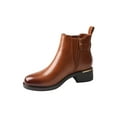 thumbnail image 5 of TMA EYES Brown Leather Ankle - Length Boots with Gold Buckle Decoration, 5 of 9