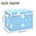 thumbnail image 3 of Lovely Star Pattern Foldable Storage Bin with Lid and Handle Collapsible Storage Box 16.5 x 12.6 x 11.8 inches, 3 of 7