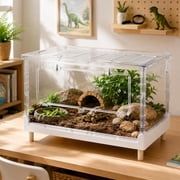 30 Gallon Reptile Tank, Front Opening Reptile Enclosure Terrarium with Doors, Top Ventilation, Stackable Cage for Lizards and Snakes