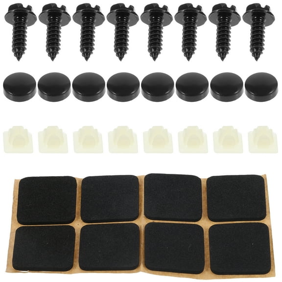 Masteelf Stainless Steel License Plate Screws for Car with Black Caps and Washers 8 Sets