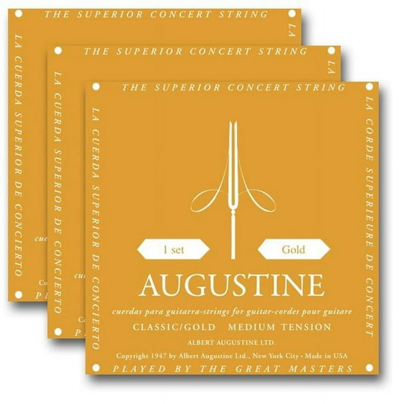 Augustine Strings 362578 Medium Tension Nylon Guitar Strings, Classic & Gold