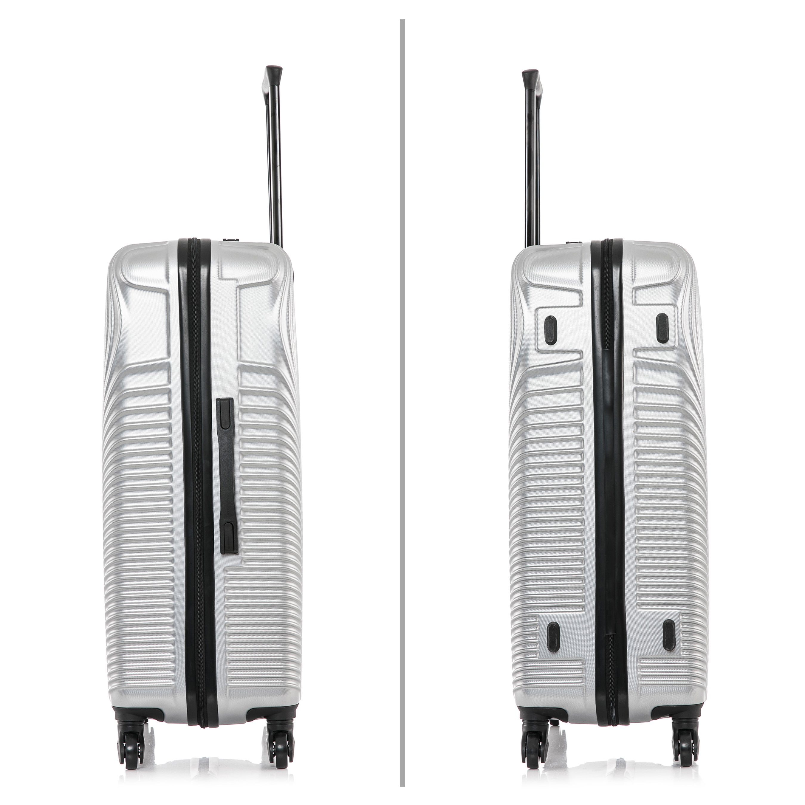 DUKAP Inception 3-Piece Hardside Luggage Sets with Spinner Wheels, Handle and Trolley, (20"/24"/28"), Silver