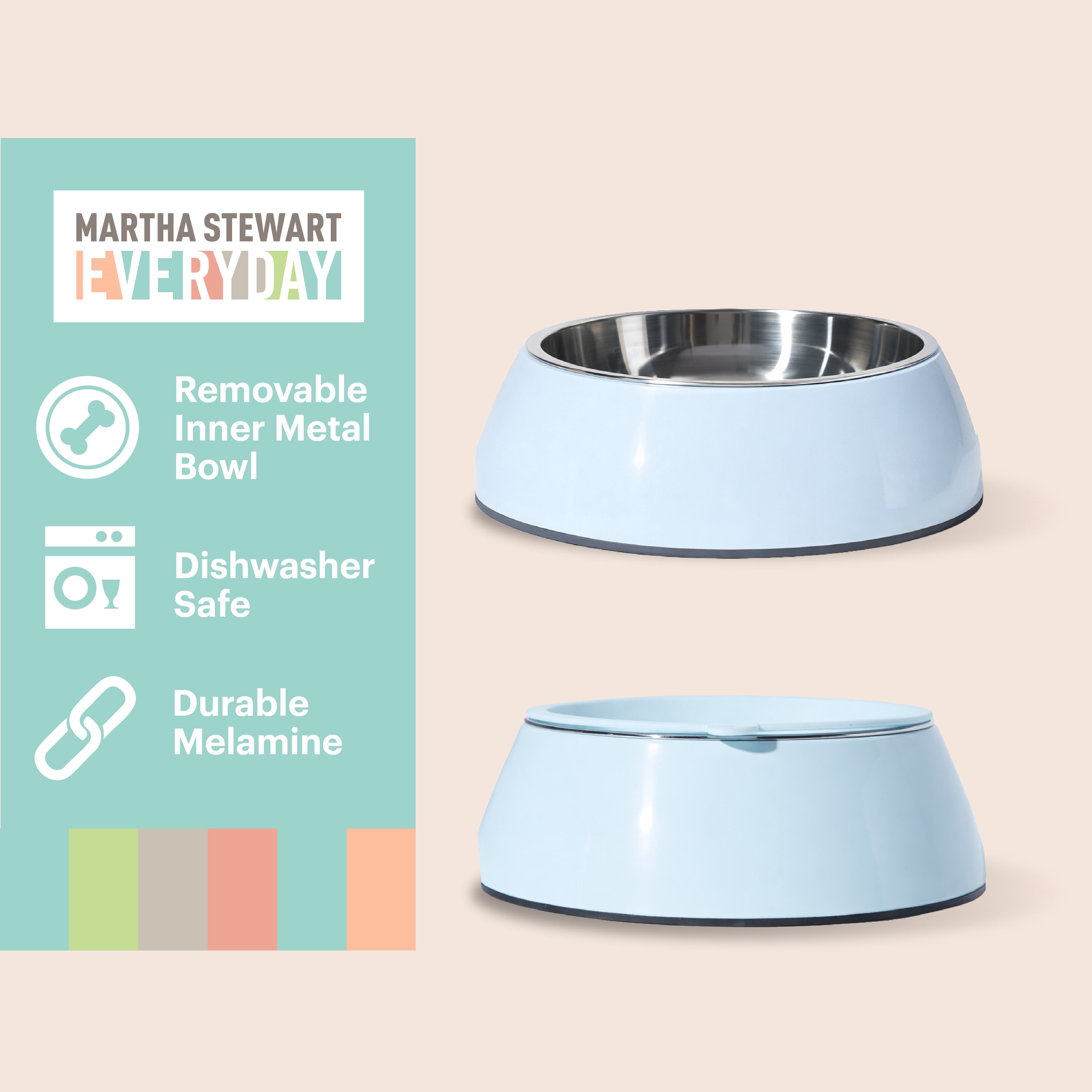 3 in 1 Melamine Dog Bowl Set with Lid Medium Blue Small