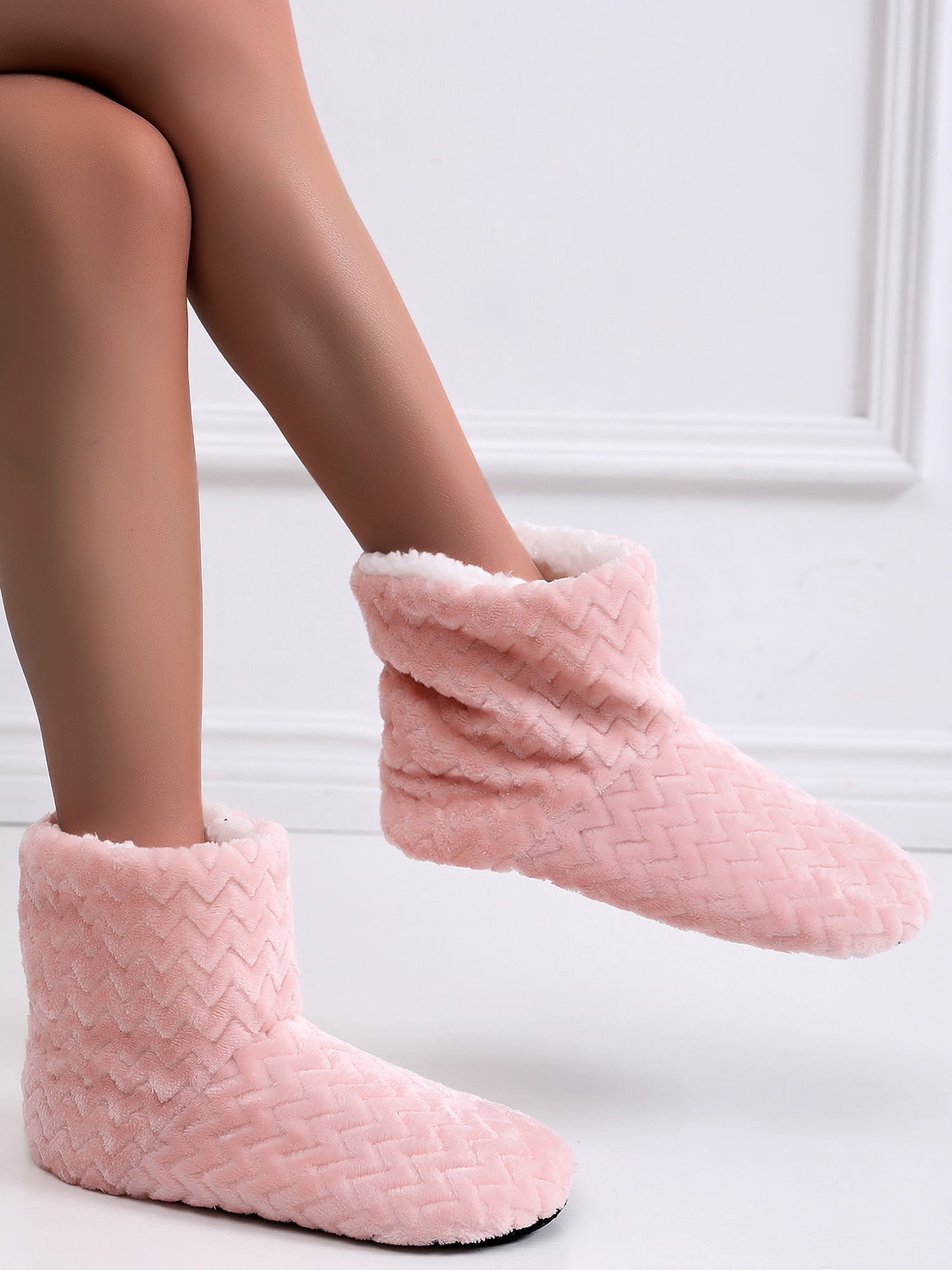 Fuzzy boot slippers for sales women