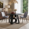 thumbnail image 4 of Hawsaiy 5 Piece 43.3" Round Dining Table Set for 4, Modern Wood Kitchen Table with Storage Shelf & 4 PU Leather Upholstered Dining Chairs, Dining Room Furniture Set for Apartment, 4 of 8