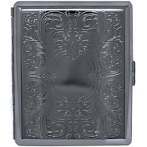 Black Victorian Scroll (Full Pack 100s) Metal-Plated Cigarette Case & Stash Box
