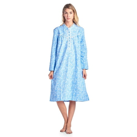 nights casual flannel nightgown sleeve floral