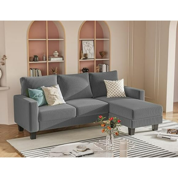 Homall Canapé Sectionnel Convertible pour Salon, Canapé en L 3 Places avec Méridienne Réversible, Petit Canapé pour Appartement