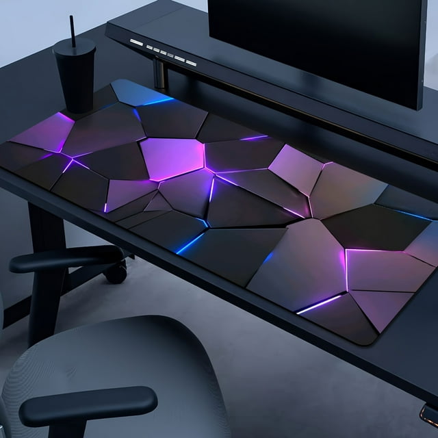HLONK 1pc XL/XXL Polyester Geometric Glow Pattern Mouse Pad Large Durable Gaming Keyboard with Precision Stitching Non-Slip Rubber Backing - Ideal for Home Office Gaming Room and Gi