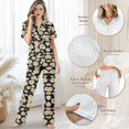 thumbnail image 4 of TSOVTHRID Tropical Pineapple Leaves Flower Print Pajama Set for Women Soft Pjs with Long Pants Button Down Sleepwear Soft Short Sleeve Nightwear Sets, L, 4 of 7