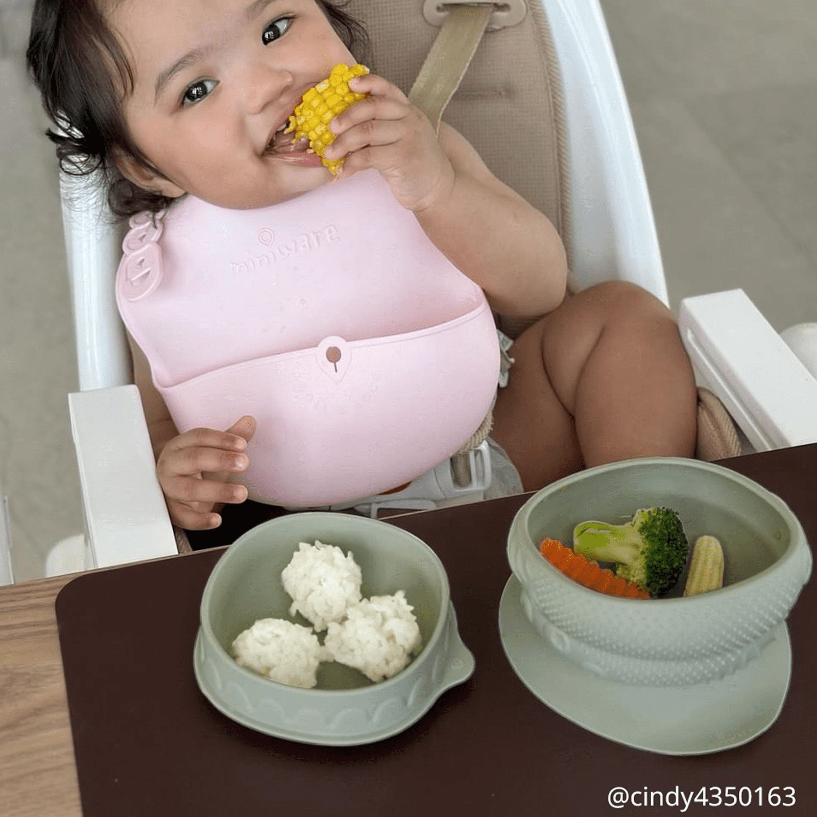 Miniware Sensory Baby Bowl, Sage, Food Grade Silicone for Sensory Development, 1-Count