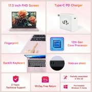 17.3Laptop-Computer 16GB RAM 1TB SSD Pink Student-Laptop 2025 Newest,Intel 6 Cores i3-1215U(Up to 4.40 GHz),Busines-Laptop with Backlit Keyboard Fingerprint
