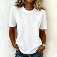 thumbnail image 6 of Women's Cotton Solid Color Short Sleeve Crew Neck T-Shirt Fitted Casual Basic Style White M, 6 of 6