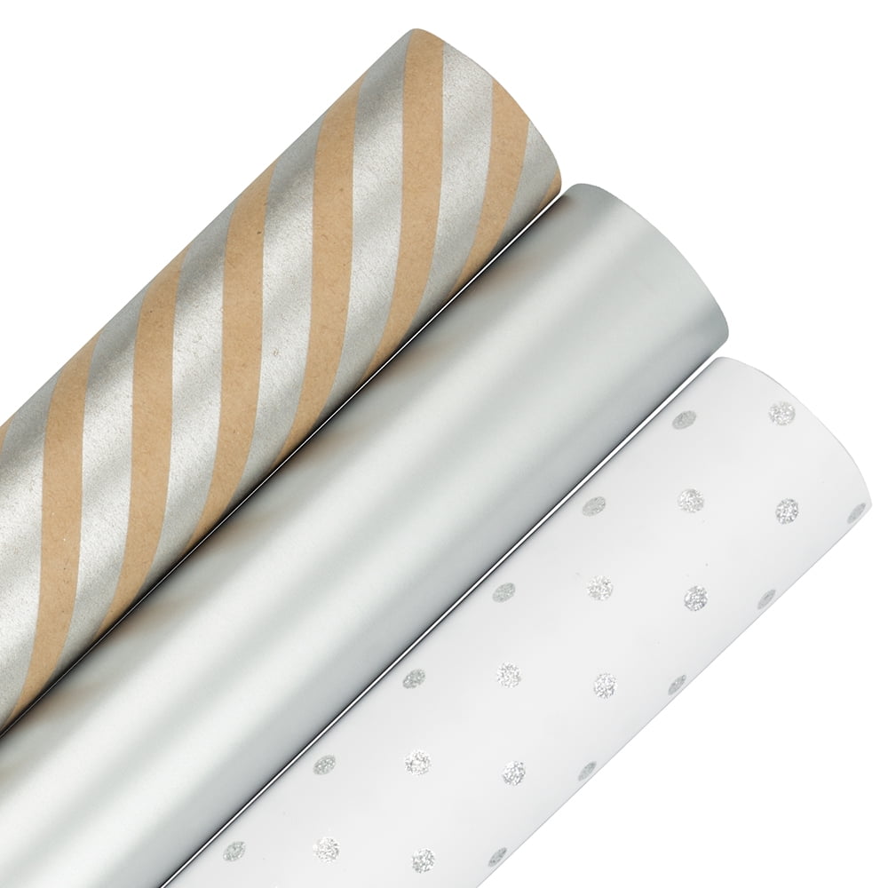 Christmas Cellophane Rolls Metallic Small Silver Snowflakes Film Gift Wrapping