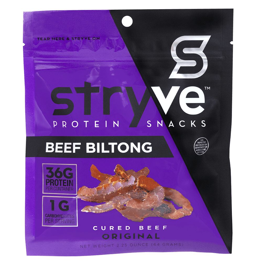 Stryve Protein Snacks Sliced Beef BiltongOriginal, 2.5 Oz (Pack of 12