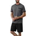 thumbnail image 4 of GENTS BLISS Men Pajamas Set Crewneck 2 Piece Set Short Sleeve Shirt with Color Block Pocket and Soft Shorts Loungewear, 4 of 11