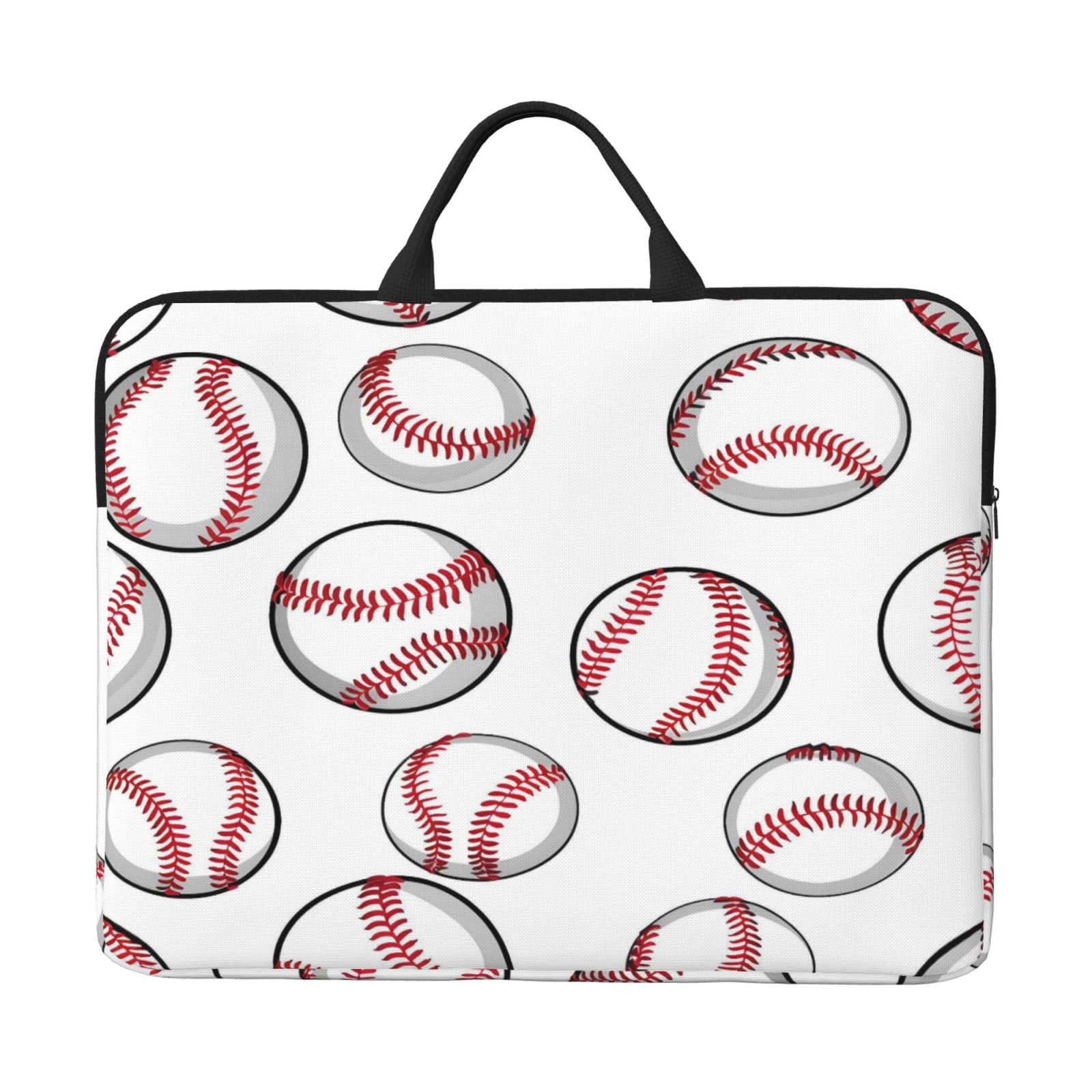Laptop Sleeve Bag For Women Men 14inch Waterproof Durable Protective Computer Carrying Cover Handle Laptop Case Bag White Baseballs With Classic Red Stitching Subtle Dynamic Motion Lines
