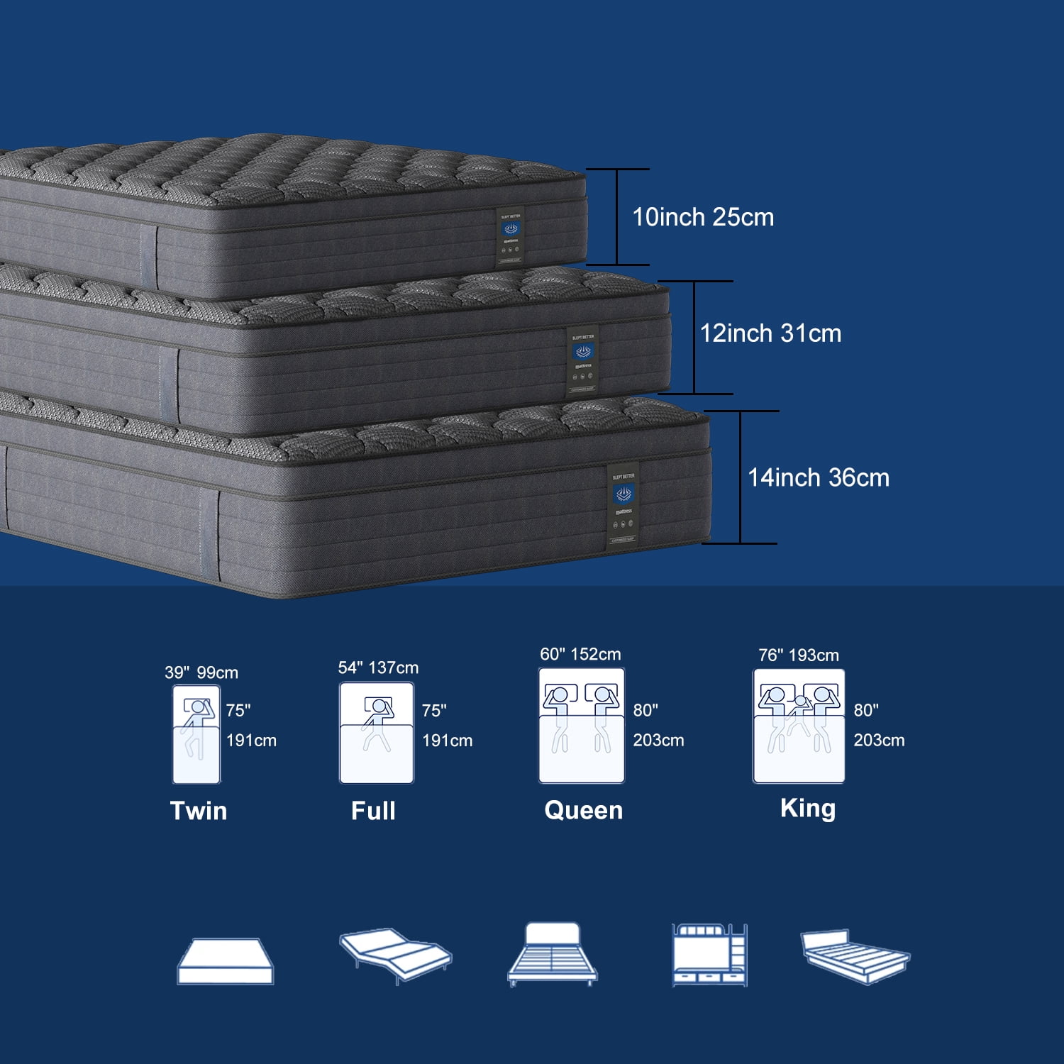 MRH Full Mattress 12 Inch Medium Form Hybrid Mattress Gel Memory Foam Mattress with Individually Pocket Springs CertiPUR-US Certified Breathable Pressure Relief Black Fiberglass Free Mattress