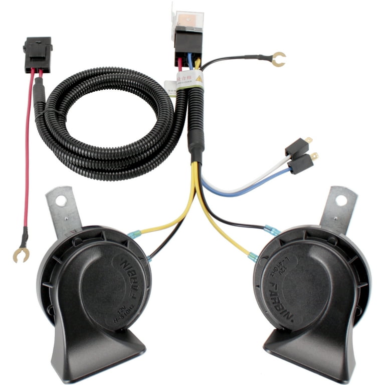 FARBIN Train Horn for Truck 12V Car Horns Loud Waterproof Auto Horn  Electric Snail Horn Kit for Any 12V Vehicl (black, 12v)