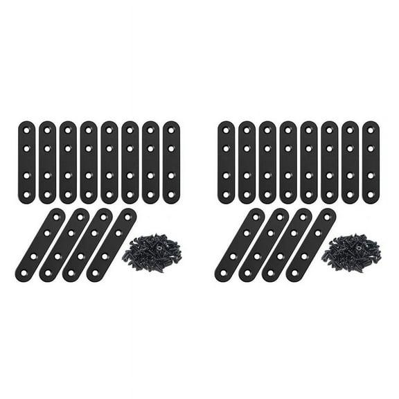 24 PCS Straight Brackets Stainless Steel Brace Flat Metal Mending Repair Plate with Screws for Wood