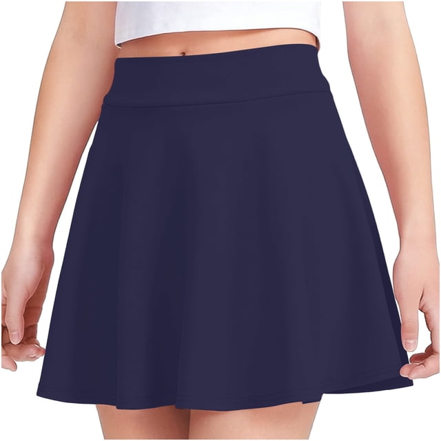 Odeerbi Niñas Mini Falda Plisada Color Sólido Cintura Elástica Falda Uniforme de La Escuela
