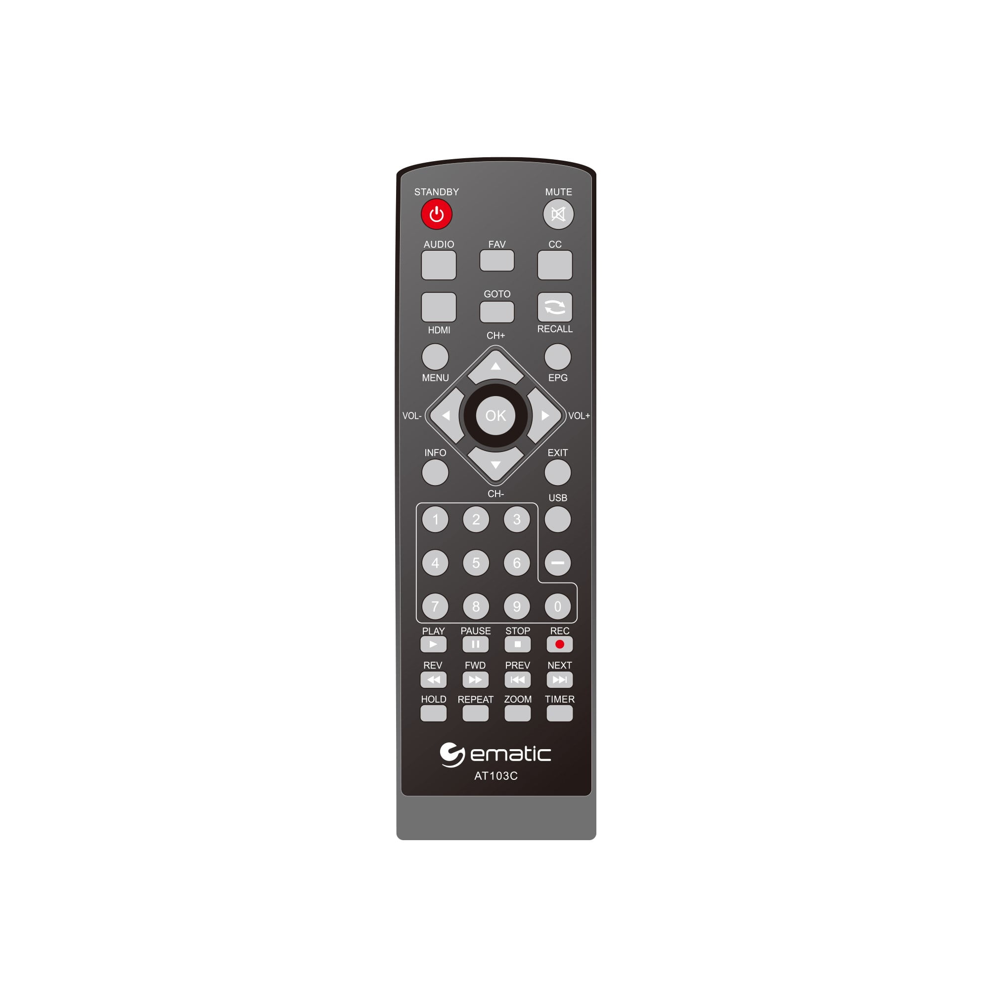 Remote for Ematic AT103C Digital Converter Box with Recorder and LED