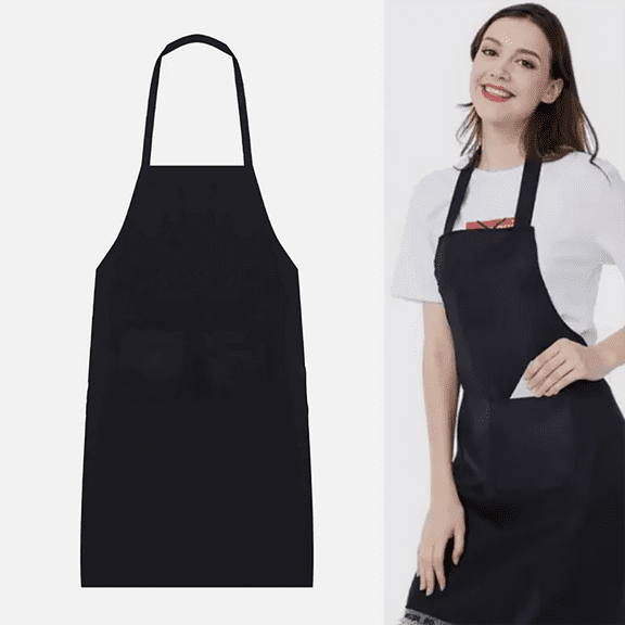 Professional Black Apron for Men & Women - Unisex Adult Chef Apron with 2 Pockets for Cooking, Baking, Kitchen, Painting, Crafts, Parties (Durable & Stylish)