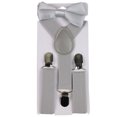thumbnail image 2 of HEVIRGO Suspenders& Bowtie, 2Pcs/Set Solid Color Kids Boy Girls Clip-on Y-Shape Elastic Suspenders Bowtie, Grey, 2 of 8