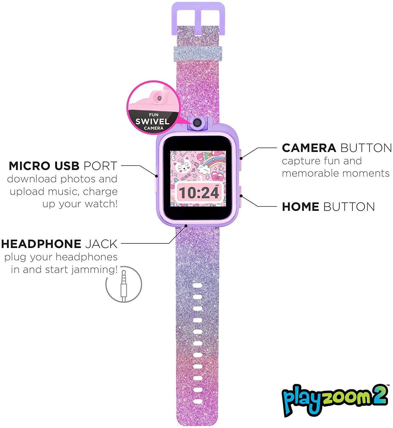 PlayZoom 2 Kids Smartwatch Purple Glitter photo 3