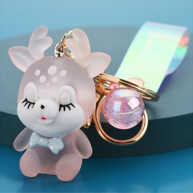Xingzhi Keychain Pendant Luminous Hanging Ball Keyring Decoration Backpack Purse Bag Key Chain Handcraft Fashion Stylish Decor Pink