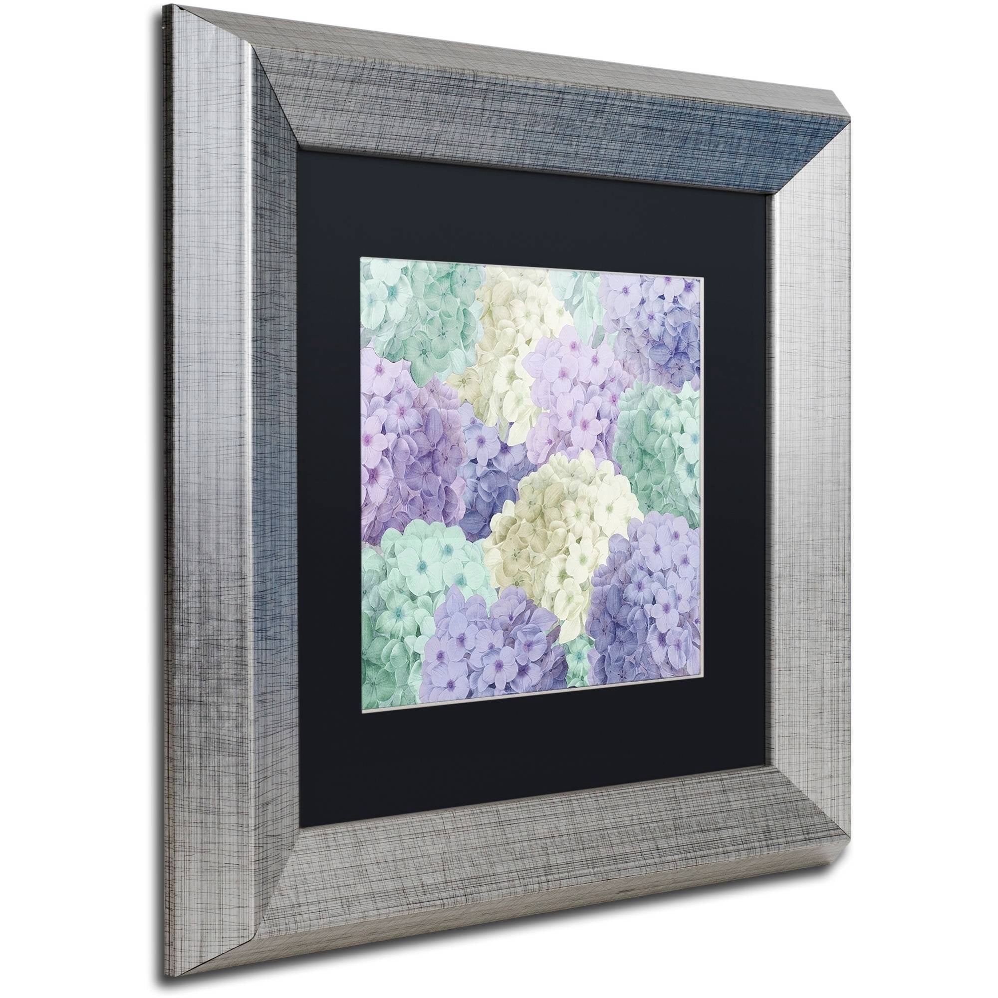 Trademark Fine Art "Hortensia Groundless Cool Tones" Canvas Art by Color Bakery Black Matte, Silver Frame