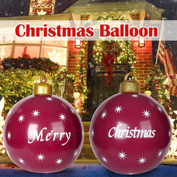 Fwttom 23.6" Christmas Inflatables, Merry Christmas Sign Inflatable Christmas Decorations Outdoor, Holiday Blow Up Large Christmas Balls for Garden, Patio, Yard, Party Decorations