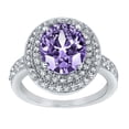 thumbnail image 4 of ELYA Jewelry Women's Oval-Cut Purple Cubic Zirconia Sterling Silver Ring, 4 of 4