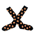 thumbnail image 2 of My Halloween Womens Long Black & Orange Polka Dot Knee Socks, 2 of 2