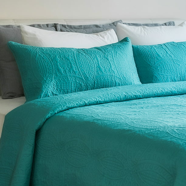 Mezzati Bedspread Coverlet Set Blue, Teal Blue Bedding Sets