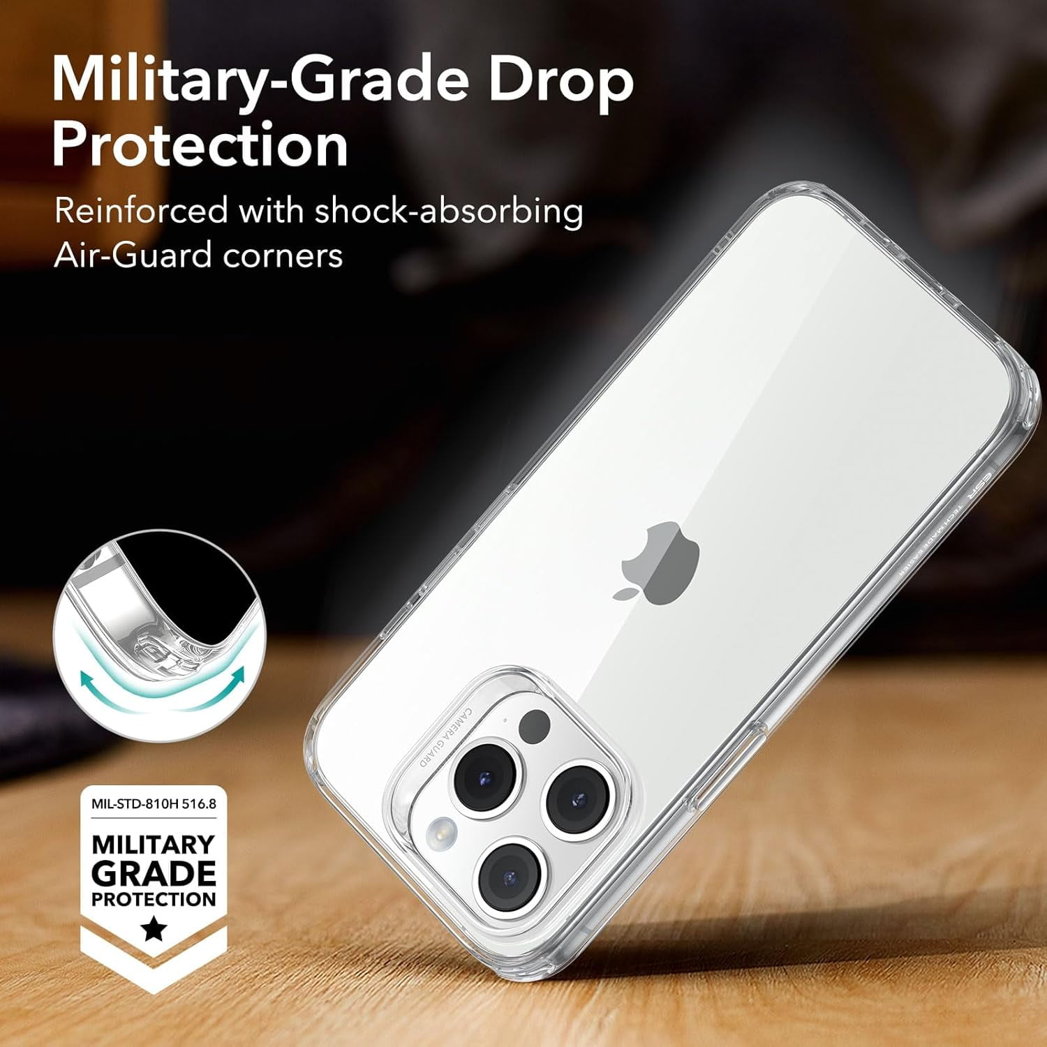 CRKMGS-ESR Clear Case for iPhone 14 Case and iPhone 13 Case, Shockproof Thin Silicone Cover, Yellowing-Resistant Slim Transparent TPU Phone Case, Project Zero Series, Clear
