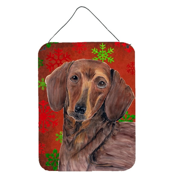 Carolines Treasures SC9408DS1216 Dachshund Red and Green Snowflakes Holiday Christmas Wall or Door Hanging Prints