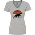 thumbnail image 3 of Inktastic Hunting Dog Retro Sunset Women's V-Neck T-Shirt, 3 of 5