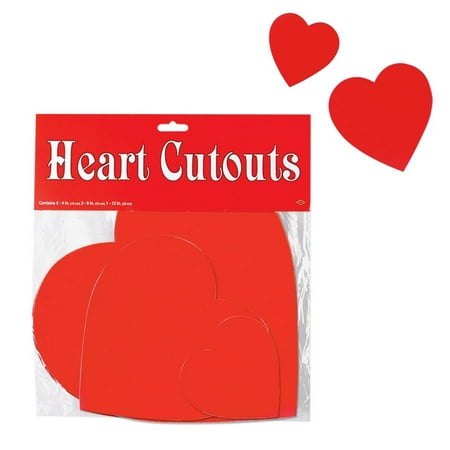 Club Pack of 216 Red Valentine Heart Cutout Decorations 12"