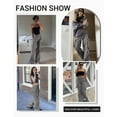 thumbnail image 5 of AILIYIL Cargo Pants Women High Waist Casual Pants Wide Leg Pants Baggy Streetwear Trousers 6 Pockets (Dark Gray,M), 5 of 7